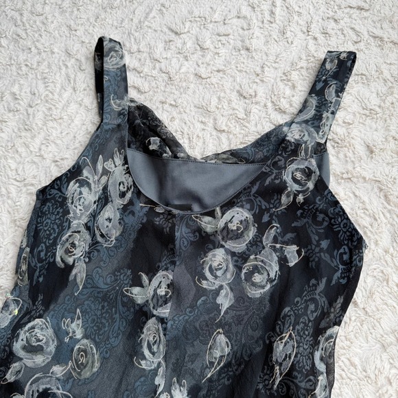 Vintage Y2K fairy Floral print beaded sequin slip‎ dress midi Jonathan Martin M - Picture 10 of 14